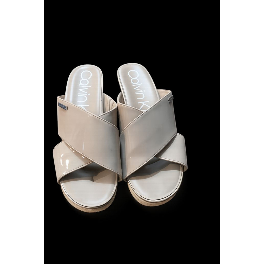 Calvin Klein Wedge Sandals – Size 9 – Neutral Beige